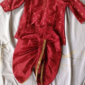 Kids Maroon Kurta With Dhoti