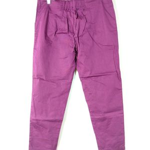 Purple Ankle Length Cotton Pant (Women)