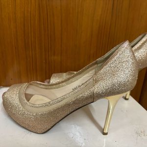 Woods By Woodland Gold Sparkly Heels