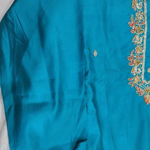 Roman Silk Firoji Suit With Organza Dupatta