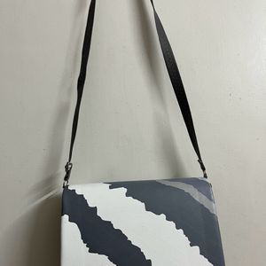 Grey And White Contrast Sling Bag