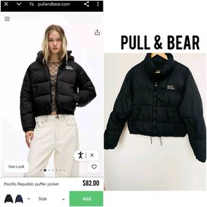 Pacific republic pull & bear cropped black jacket