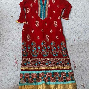 Maroon Sky Blue Kurta