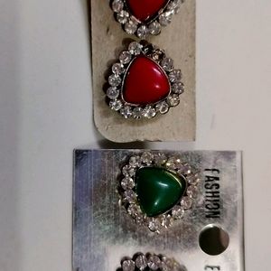 2 Colour Earrings Red And Green