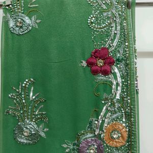 Festive Green Reception Saree