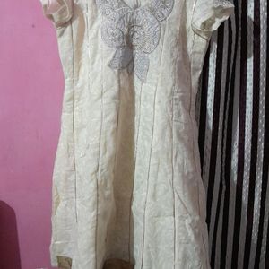 Cream Coloured Cotton Anarkali Kurta