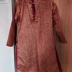 Maroon Ethnic Printed Kurta (Boys)