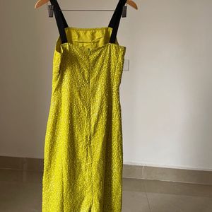 Sequins Yellow  Floral Bandeau Midi Dress