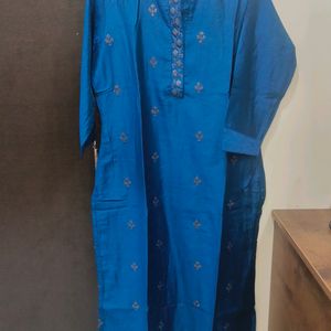 Blue-Kurta With Dupatta