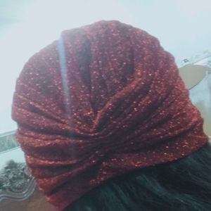 40 Rupees Off,New Shimmer Knot Pleated Turban Cap