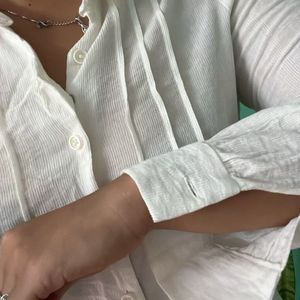 Ruffle Neck White Top