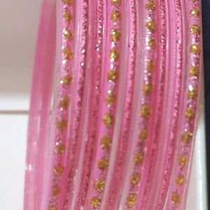 Glass  Bangles Pink