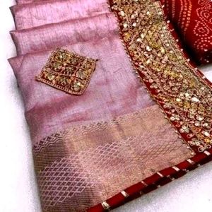 New Zari Border Saree With Blouse Piece