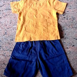 Mustard And Denim Nekar T-shirt Set 6to9 Month