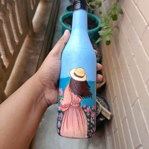 Handpainted Girl Bottle Art