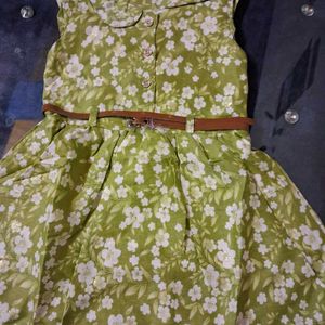 Beautiful Olive Green Frock 1 To 2 Years