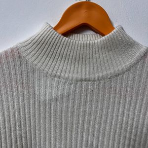 Off White High Neck Thin Sweater