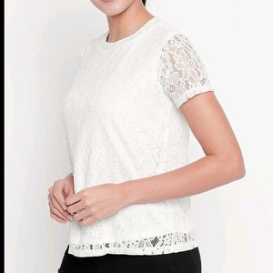 White Thread Work Embroidery Top