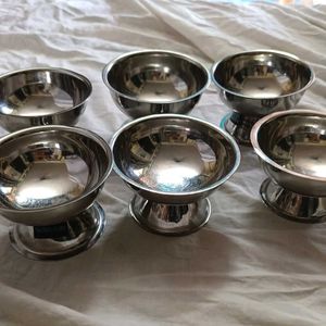 set Of 6 Stainless Steel Icecream Bowls