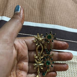 Beautiful Green And Golden Earrings