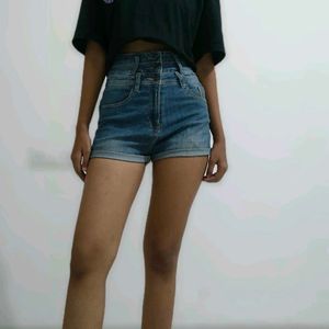 High Waist Denim Shorts.