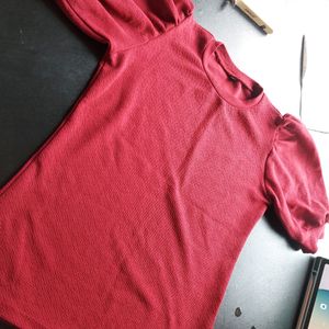 Maroon Top With Puffed Sleeves