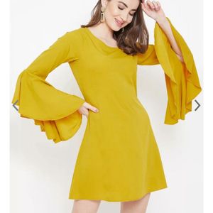 Berrylush Mustard yellow fit and flare dress