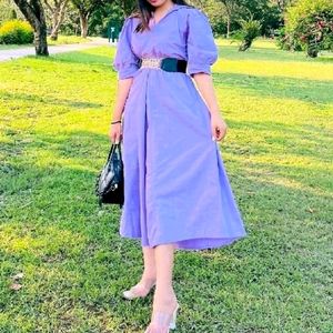 Lavender Puff Sleeve Dress