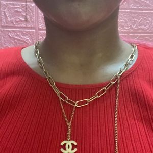 Chanel Logo Multilayer Y2K Chain Necklace