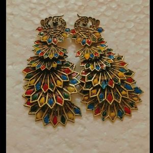 Multicolored Peacock Earrings