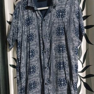 Men Printed Casual Blue Shirt