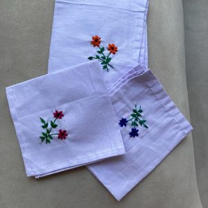 6 Embroidered Handkerchiefs