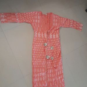 Peach Long Jactet Kurti (GOWN TYPE)