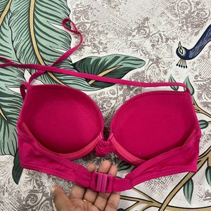 Rose Pink Bikini Top Halter Neck