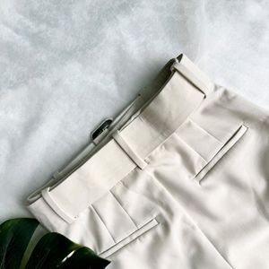 ZARA IVORY BELTED TROUSERS