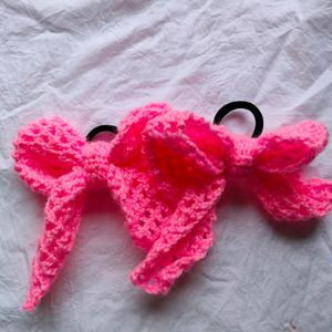 Hand Made Crochet Beautiful Bow Hair Ties