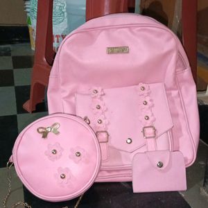 Pack Of 3(Combo) Pink🩷 Bagpacks