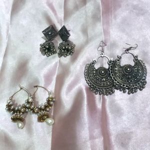 Oxidized Earring Set Of 3