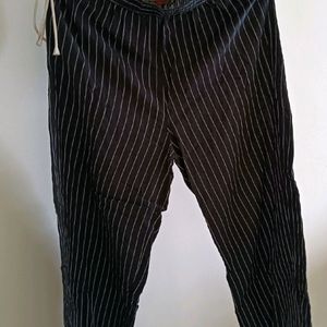 Striped Black Straight Pants