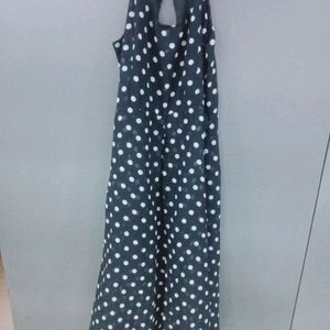 Woman Black And White Polka Dot Kurta