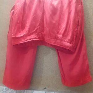 Women Suit Set In Red 34 Cm Long Pajama