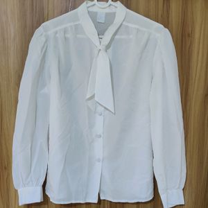 Korean Milky White Crushed Look Shirt