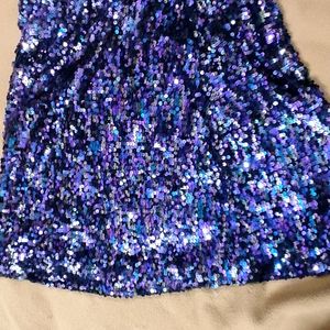 Shein Style Sequin Blue Bodycon Mini Skirt