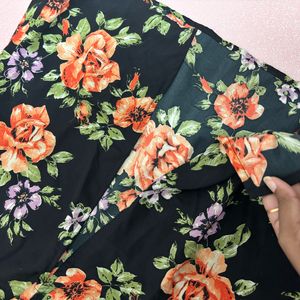 Black Floral Midi Dress Aesthetic New