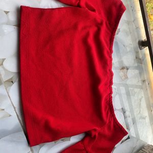 Very Elegant Red Off Shoulder Crop Top