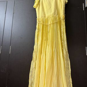 Lemon Yellow Long Kurti With Plazzo And Dupatto