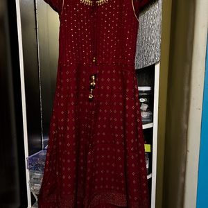 Rust Maroon Colour Anarkali Kurta Size S