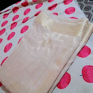 Nude Colour Saree With Attached Blouse Piece