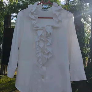 White Elegant Ruffle Shirt