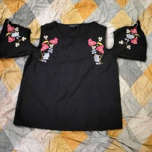 RARE cold shoulder embroidery top